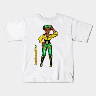 Manga Jamaican sunshades in the colors colours of Jamaican flag in black green and gold inside a heart shape Kids T-Shirt